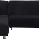 MIFXIN Sectional Sofa Covers L Shape Couch Covers Slipcover 2pcs Stretch Elastic L Sofa Couch Furniture Protector for Living Room Pets Kids (Black)
