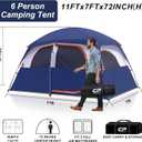 CAMPROS CP Tent-6-Person-Camping-Tents, Waterproof Windproof Family Tent with Top Rainfly, 4 Large Mesh Windows, Double Layer, Easy Set Up, Portable with Carry Bag (Navy Blue)