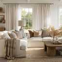 jinchan Linen Smei Sheer Curtains 90 Inch Length 2 Panels Set Light Filtering Window Curtains for Living Room Bedroom Farmhouse Drapes for Home Decor Drapes, Back Tab, Linen Natural, 50W x 90L