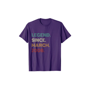 Gildan 17 Years Old Legend Since March 2008 17th Birthday T-Shirt, S