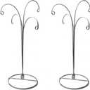 HOHIYA Ornament Display Stand 12 Inch 4-Arm Metal Holder for Christmas Ornaments Glass and Crystal Ball Decorations Art Craft Hanging Hanger Chrome Silver 2 Pack