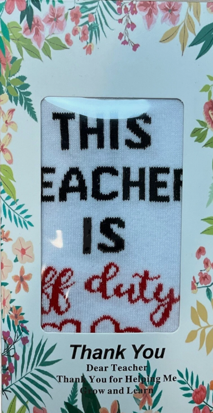 Best Teacher Ever Socks “This Teacher Is Off Duty” Sole Women's One Size 6 - 11