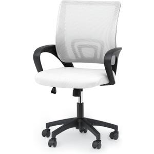 Magshion Home Office Desk Chair, Ergonomic Mesh Computer Chair, Mid-Back Adjustable Rolling Chair with Lumbar Support & Comfy Armrest for Gaming, Home Work, Study, 300 Lbs Capacity, White (1 Pack)