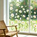 7 x JarThenaAMCS Extra Large Spring Daisy Window Clings White Floral Butterfly Window Stickers Double-Sided Summer Flower Glass Decals for Classroom Home Office Party Decor, 2 Rolls,11.8 x 35.4 Inch