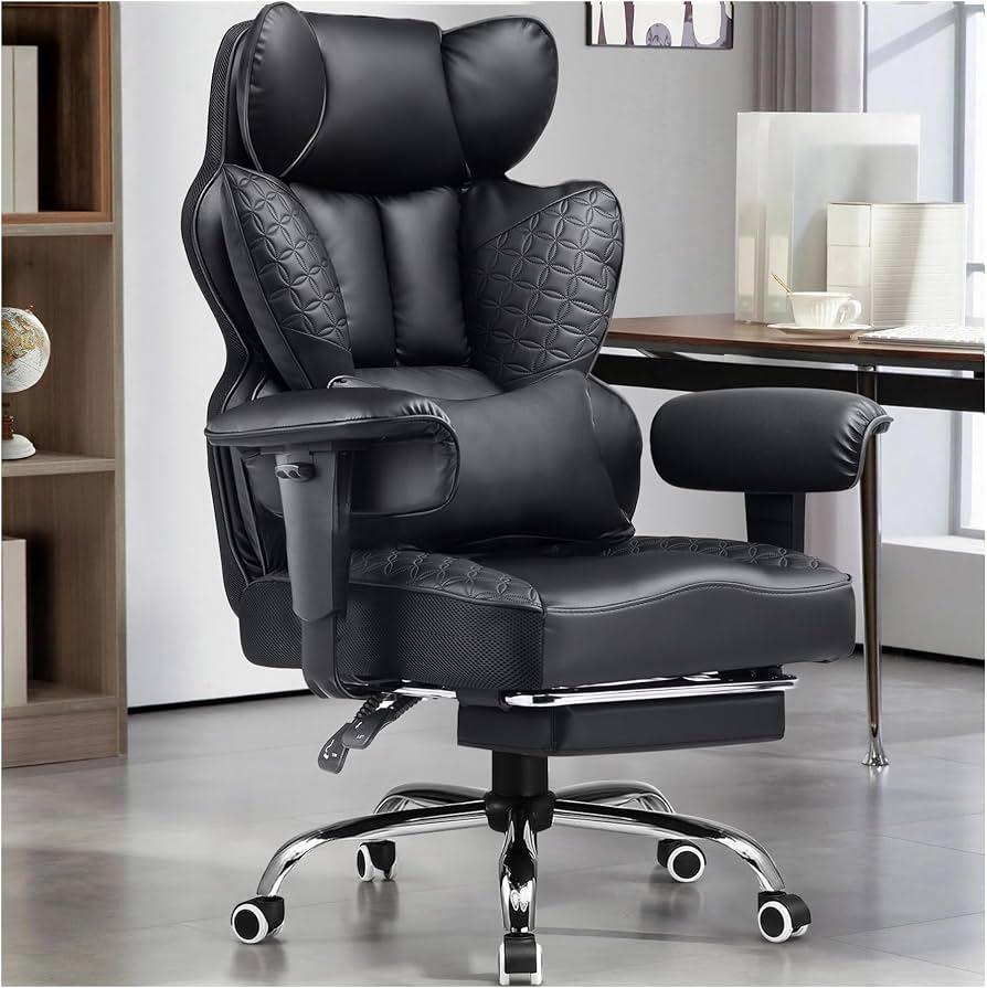 GTPLAYER Big and Tall Gaming Chair 400lbs Heavy Duty Office Chair with Footrest, High Back Pocket Spring Lumbar Support, Ergonomic Wide Comfy Seated Cushion for Lower Back Pain Relief, Earth-Black