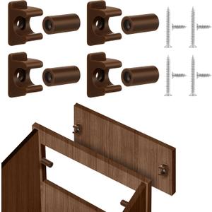 Juexica False Cabinet Front Clip False Drawer Front Clips Sink Tip Out Snap with Screws Screwdrivers for Hardware Replacements (Dark Brown,4 Pairs)