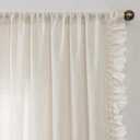 Linen Ruffle Curtains for Living Room, 2 Panels Farmhouse Ruffled Curtains 84 Inches Long, Rod Pocket Privacy Light Filtering Semi-Sheer Cottagecore Window Flowy Scalloped Curtain Drapes, 58 x 84 Inch