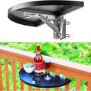 Hulave 304 Stainless Steel Deck Railing Adjustable Railing Folding Table, 10.5"x21" Balcony Railing Hanging Table, for Deck Railing, Patios, Gardens Folding Patio Table (1pack-Black)