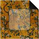 Vintage Chinoiserie Floral Bird Mahjong Mat for Table 31.5 x 31.5 in, Oriental Gold Chinese Botanical Non-Slip Noise Reduction Game Table Cover for American Mahjong Card Board Tile Games, Oriental Gold Floral Bird