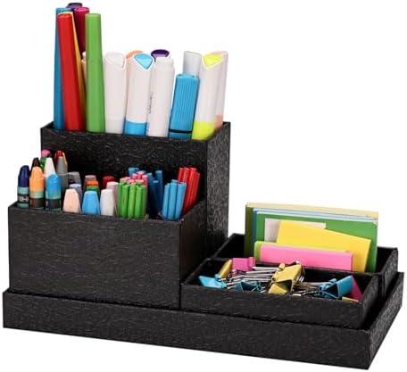 xiepipipaper Desk Organizer,Office Desk Accessories,Paperboard Desktop Organizer with Pen Pencil Holder and Sticky Note Tray,Paperclip Storage, Black xiepipipaper Desk Organizer,Office Desk Accessories,Paperboard Desktop Organizer with Pen Pencil Holder and Sticky Note Tray,Paperclip Storage, Black