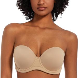 SEA BBOT Women Full Figure Plus Size Anti-Slip Multiway Strapless Bra (Beige)