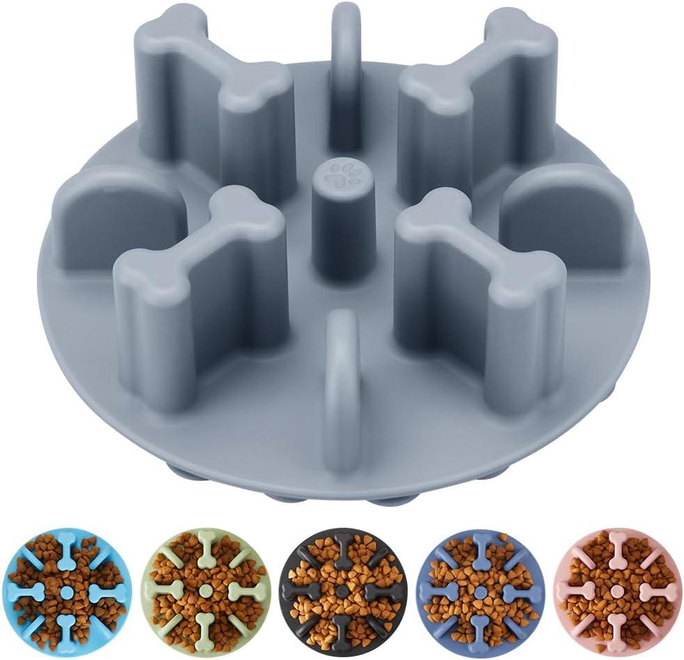 Soft Silicone Anti-Choking Puzzle Slow Feeder Insert, Anti-Slip for Dog Bowls (Grey)