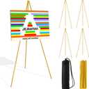 JEAWIWI 5PCS Golden Easel Stand for Wedding Sign Stand, 66 Inch Adjustable Metal Easels for Display, Portable Folding Easel for Wedding, Display Show, Arts, Poster with Portable Bags
