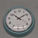 Bernhard Products Retro Wall Clock 9.5 Inch Green Kitchen 50's Vintage Design Round Silent Non Ticking Battery Operated Quality Quartz Clock (Seafoam Green)