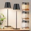 Cordless Table Lamp Rechargeable Black - KK 2 Pack 5000mAH Battery Operated Lamp for Counter, 3 Color Stepless Dimming Waterproof LED Wireless Lamp for Dining Kitchen, Outdoor Patio, Touch Control