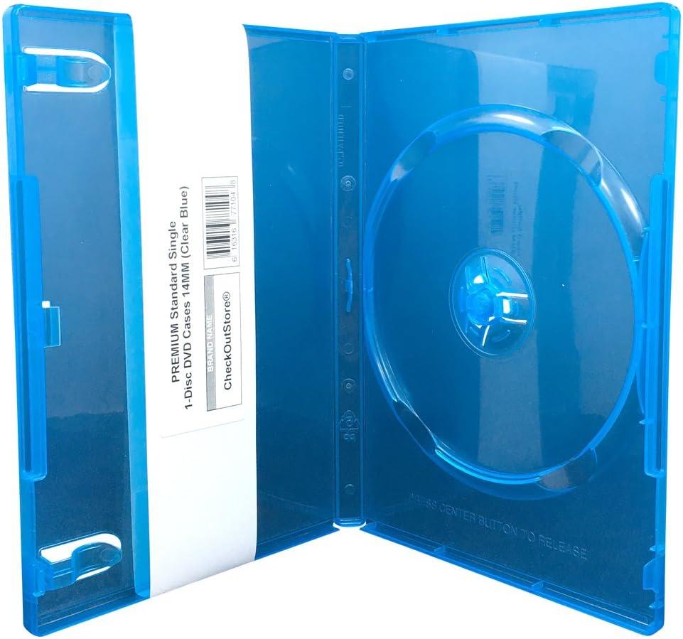 CheckOutStore (10) Premium Standard Single 1-Disc DVD Cases 14mm (Clear Blue)