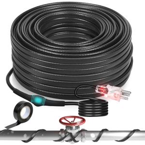 3FT-160FT Heat Tape for Water Pipes, -40F Deicing Pipe Heat Tape,Thermostat Wire,Heating Cable Pipe Heating Cable,Heat Tape with Thermostat,Gutter Heat Cable,Heated Water Hose,120V 8W/ft30FT