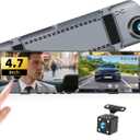 Mirror Dash Cam 4.7 Inch Rear View Mirror 720P Front and Rear View Dual Cameras with Super Night Vision,Parking Assistance,Loop Recording,24H Parking Monitor, Waterproof Backup Camera