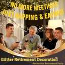 Pre-Strung Gold Glitter Retirement Banner,(No DIY)Funny Retirement Party Decorations,"NO MORE MEETINGS,JUST NAPPING & EATING"farewell banner,Party Supplies, Gifts and Decorations