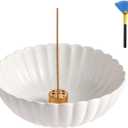 Incense Holder for Sticks, Ceramic Smudge Bowl Ash Catcher for Incense, Cones, Sage and Palo Santo, Incense Burner Holder Ideal for Smudging, Incense Burning, Decoration (White)