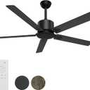 BECLOG 52 in Outdoor Ceiling Fans, Black Ceiling Fan No Light with Remote Control without Light, 5 Blades, 6 Speed Reversible DC Motor Modern for Patios, Garage, Bedroom, Porch (Black)