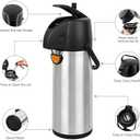 Airpot Coffee Dispenser Thermal with Pump,3L/102 Oz Insulated Stainless Steel Large Airpot Coffee Carafe Lever Action for Hot/Cold Water, Thermal Carafe for Hot Cocoa for Parties (101.4 Ounces)