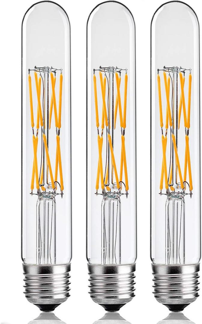 Leools T10 Led Bulbs,12W Dimmable Tubular Led Bulb,100 Watt Equivalent Edison Style Vintage LED Filament Light Bulb, E26 Long Tube Bulb,2700K Soft Warm White,7.3in(185mm),3-Pack.