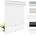 BERISSA Cordless Dual Roller Shades 2in1 Window Shades Blackout & Light Filtering Shades with Cassette Valance, Free-Stop Roller Blinds for Home Office,Custom Size,Jacquard Steak White