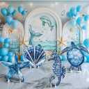4 Pack Under The Sea Party Decorations Sea You Soon Decoration 20.47 Inch Large Birthday Party Cardboard Cutout Blue Turtle Seahorse Starfish Shell Stand-ups Ocean Theme Photo Booth Props