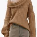 Saodimallsu Womens Off The Shoulder Sweater Top Oversized Fall Batwing Boat Neck Knit Sexy Casual Pullover Large