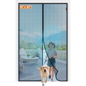 MAGZO Magnetic Screen Door Fit Door Size 30 x 80 Inch, Screen Size 32" x 81" Sturdy Magnet Middle Opening Screen Mesh