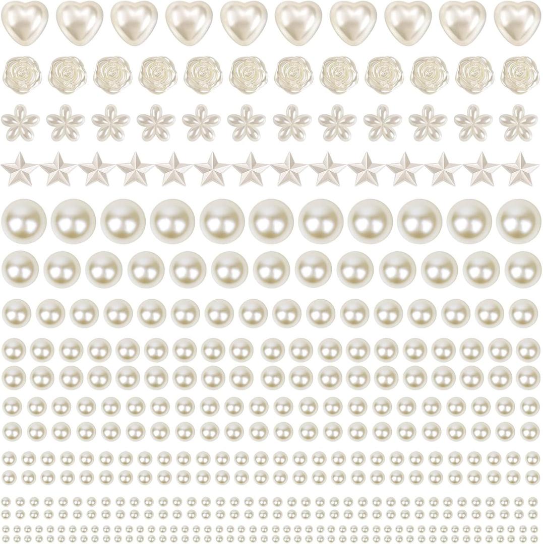 shynek 4326Pcs Self Adhesive Pearl Stickers for Crafts, Stick on Pearls Gems for Hair, Face, Makeup, Crafts, Assorted Styles and Sizes