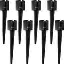 8 Pcs 36" Heavy Duty 4x4 Fence Post Anchor Ground Spike Metal Black Powder Coated - Mailbox Post Anchors. Length: 36 inches, Outer Dimension: 4 x 4 (Fit 3.5 x 3.5 Square Wood Post)