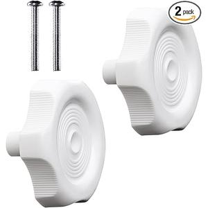 2 Pcs 20345 White RV Window/Vent Knob, 1" Shaft Screws Interior Hardware, 2-1/4'' OD Plastic Knob, Camper Windows Trailer Knob, RV Window Latch Knob, Fit for Most Standard RV, Camper, Trailers