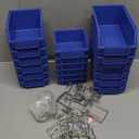 Peg Board Plastic Shelf Bins, Heavy Duty Storage Bins for Garage, Closet, and Drawer Organization, 12-Inch x 6-1/2-Inch x 4-Inch, Blue, 18 Pack