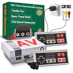 2025 Retro Gaming Console with NES Classic Games 621, HDMI Plug & Play Mini System with 2 Wired Controllers, Vintage Entertainment Gift for Kids, Boys, Adults, and Gamer Parents