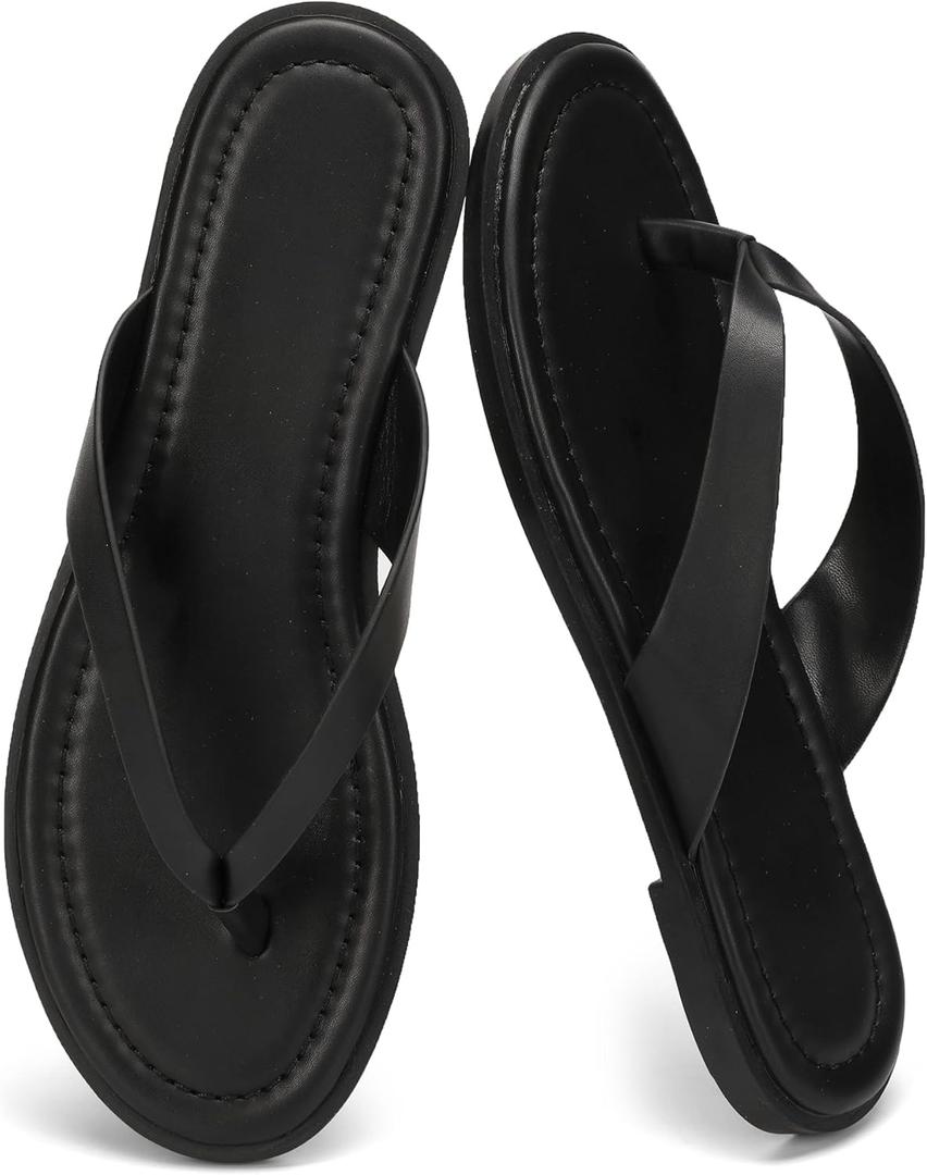 Suede Flip Flops Sandals for Women Comfortable Slip on Open Toe Thong Sandals Casual Summer Dress Flats Sandal Shoes, 7