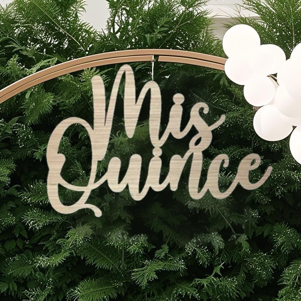 Mis Quince Sign for Backdrop - Wooden Quinceanera Birthday Party Sign for Balloon Arch Happy 15th Birthday Party Decor, Girl Gift Backdrop Wall Photo Prop