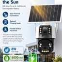JideTech 6MP Dual Lens Solar Security WiFi Camera Outdoor, AOV Always-On Recording, PTZ 320 Pan 90 Tilt, 8W Solar Panel & 16000mAh Battery, Full Color Night Vision,Humanoid Automatic Tracking