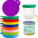 Oui Yogurt Jar Lids - 9 pack Oui Lids for Yoplait Yogurt Container, Sealed against leaks Silicone lids for oui yogurt jars in 9 colors (Silicone Lids 9p)