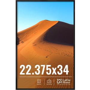 LaVie Home 22.375x34 Picture Frame for Wall Display, 22.375x34 Black Picture Frame with HD Plexiglas, 22.375 x 34 Frame 1 Pack, Display Frame for Vertical or Horizontal, Classic Collection