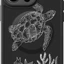 FUNMIKO for iPhone 14 Pro Max Case Military-Grade Protection & Wireless Charging - Trendy Pattern Design for Women Girls, Non-Slip Matte Phone Cover with Shockproof Corners - Swimming Sea Turtle