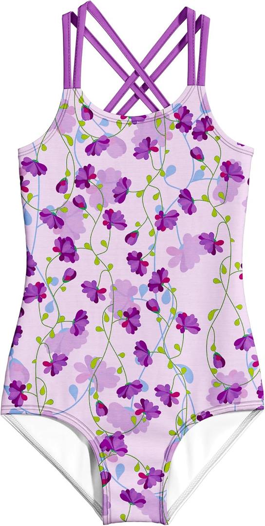 LQSZ Girls One Piece Swimsuits Quick Dry Beach Bathing Suit Cross Shoulder Strap Swimwear