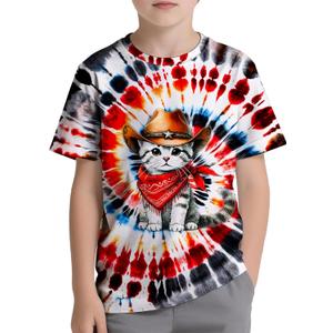 Kids Tie Dye Shirt Size 6-18 Children Hippies Senior Short Sleeve Tees Tie-Dye T Shirt for Boys Girls