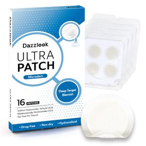 Microdart Pimple Patch for Deep Blemish, Hydrocolloid Zits Patch with Salicylic Acid, Nicotinamide, CICA, Tea Tree Oil Targe Early Stage & Underground Zit Breakout (16 Counts)
