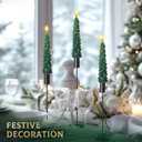 Honoson 3 Sets Flameless Christmas Tree Taper Candles with Holders Remote Control, LED Taper Candles Battery Operated Flickering Candlesticks for Holiday Window Fireplace Decor (Black)