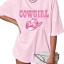 Oversized Western Cowgirl Shirts for Women Country Music Rock Band Tshirt, M