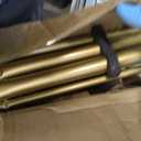 Gold Double Curtain Rod 140 to 164 Inch,Double Decorative Crystal Drapery Rods with Solid Aluminum Bracket Acrylic Sheer Bling Foil Finials,1" Front and 5/8" Back Heavy Duty Curtain Rods for Windows