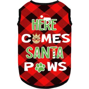 Dog Shirt Soft Cotton Dog Christmas Shirt Stretchy Lightweight T-Shirts Sleeveless Vest Pet Clothes for Small Medium Large Dogs Cats, Medium (Back: 12", Chest: 16")