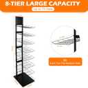 8 Tier Metal Hat Display Rack, Metal Hat Stands,Holds Up to 70 Caps, Anti-Tip Safety Chain, Top Advertising Panel, Commercial Retail Display
